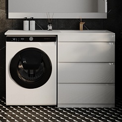 Style Line Тумба с раковиной Даллас 130 R 3 ящика под стиральную машину – фотография-2